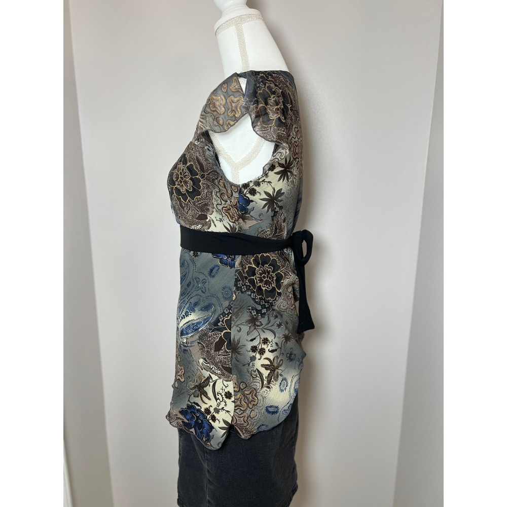 90s/Y2K Fairycore Whismy Boho Floral Blouse Flowy Ruffle Romantic Festival Top - Picture 6 of 12